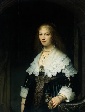 レンブラント・ファン・レイン Painting - マリア旅行の肖像 1639年 レンブラント